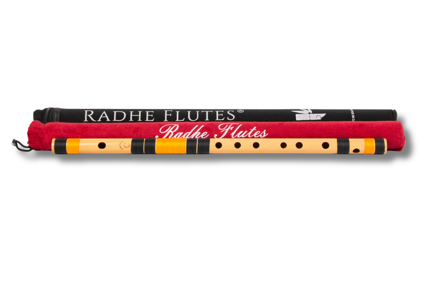 Radhe Flutes | COMBO PACK | PVC Fiber & Bamboo Bansuri | G & C Natural | Right Handed | Beige Flute With Black & Orange Threads | Hand Crafted by Tej Sharma