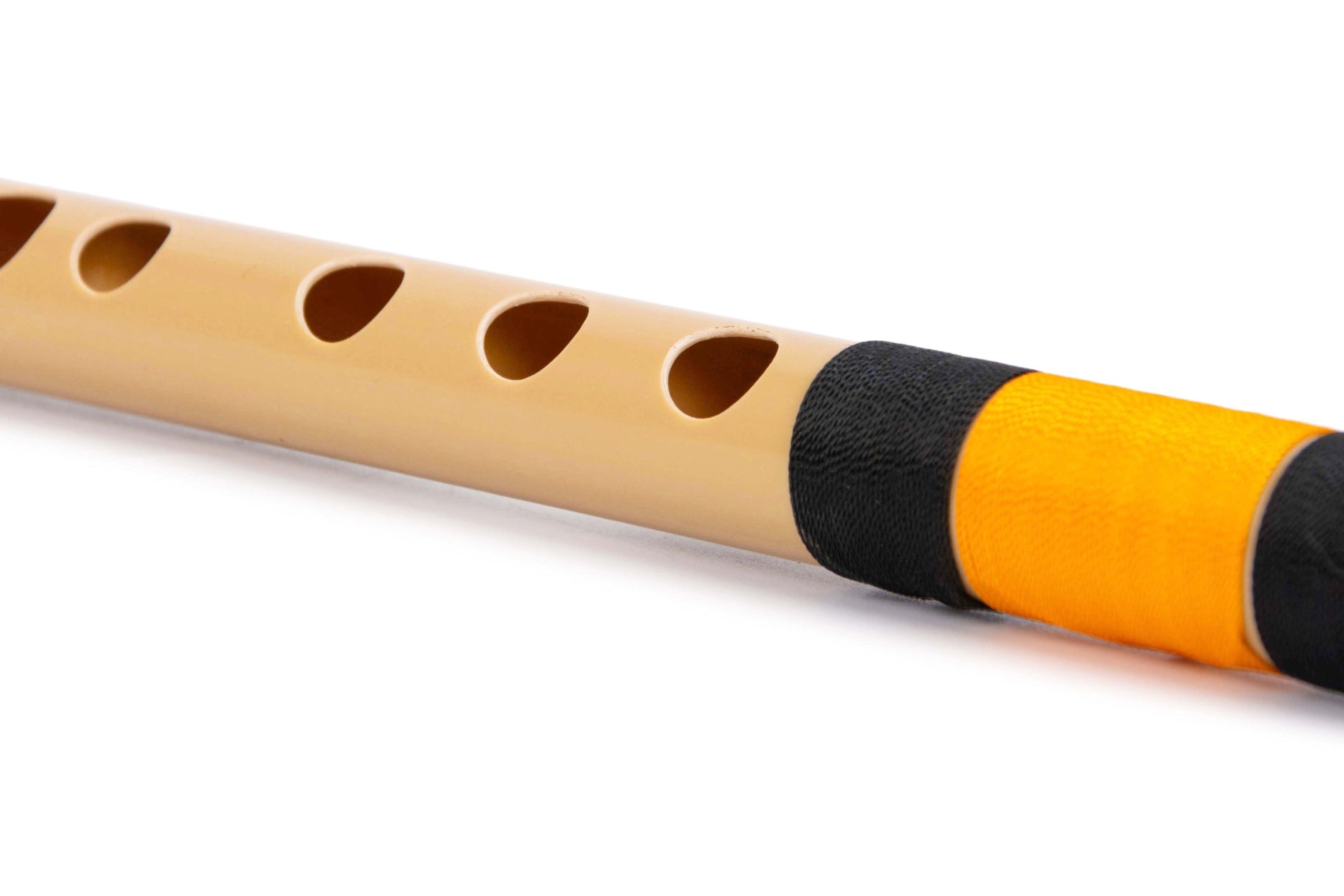 Close-up of lip plate on RF PVC Fiber G Natural Bansuri 13 inches