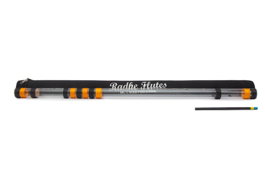 Radhe Flutes Acrylic Fiber D Natural Bansuri Base Octave with Hard Cover 32.5"inches