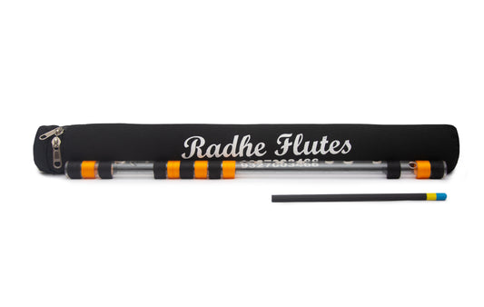 Radhe Flutes Acrylic Fiber D Natural Bansuri Middle Octave with Hard Cover 17"inches