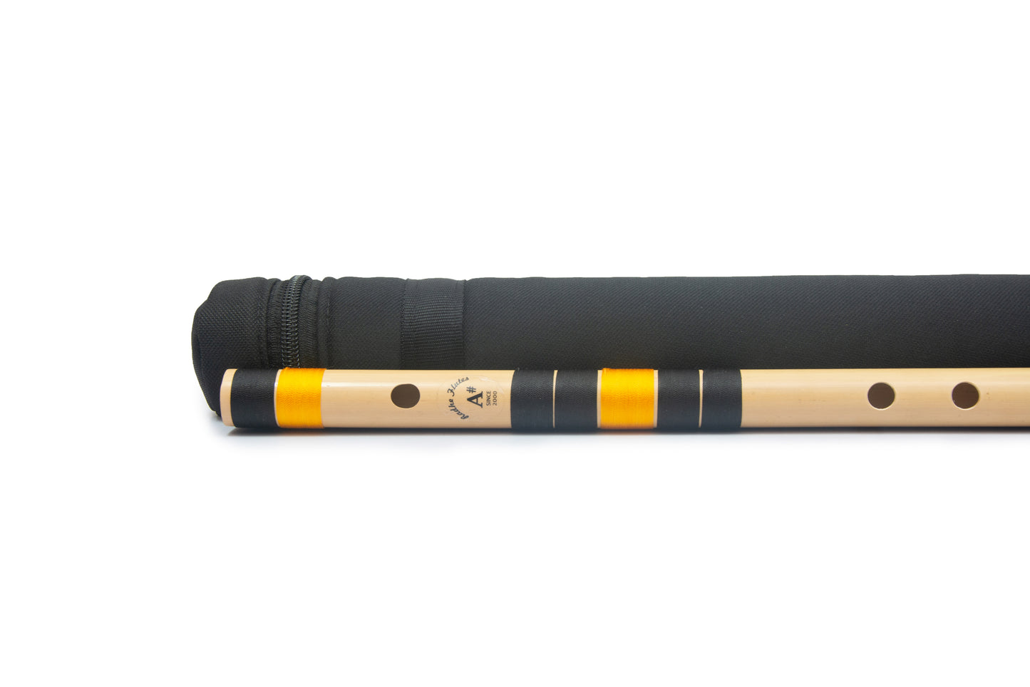 Radhe Flutes Bamboo A Sharp Bansuri Base Octave with Hard Cover 22"inches