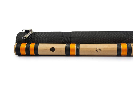 Radhe Flutes Bamboo E Natural Bansuri Base Octave with Hard Cover 30"inches