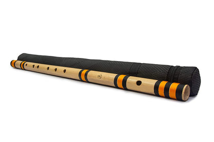 RF Bamboo E Natural Bansuri Base Octave with Hard Cover 30"inches